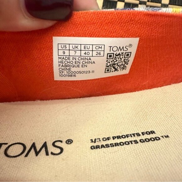 TOMS Alpargata Rope Espadrille Jacquard - Red Multi Mediterranean Tiles Size 9 - Picture 7 of 11